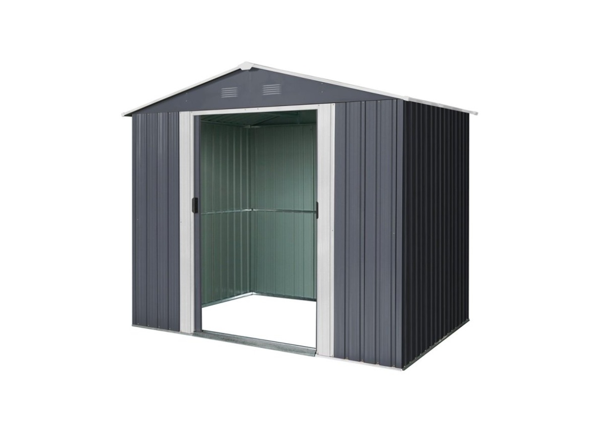 Zahradní domek kovový 2,4 x 1,7 m se sedlovou střechou Antracit Riwall PRO RMSA 6x8 Anthracite