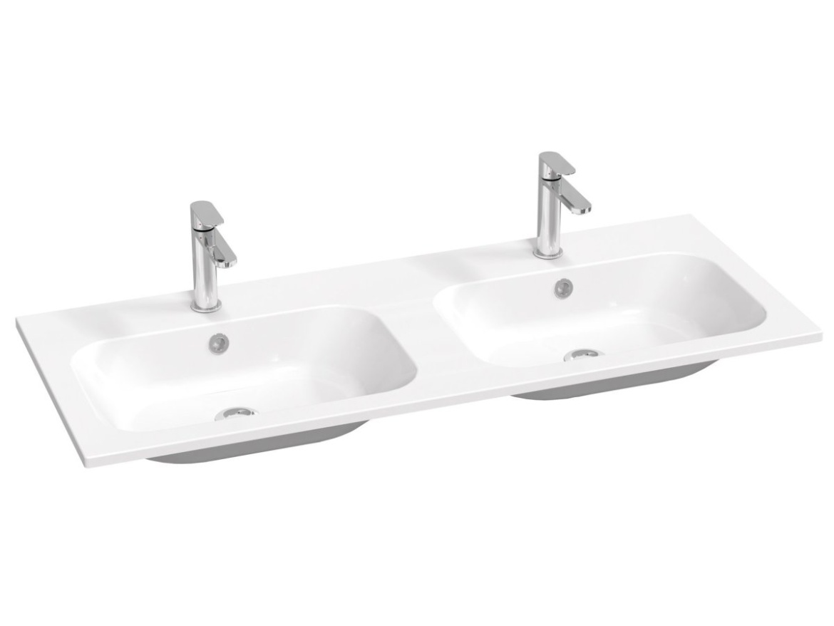 Ravak Dvojumyvadlo Chrome Slim 120, s otvory pro baterie, s přepadem