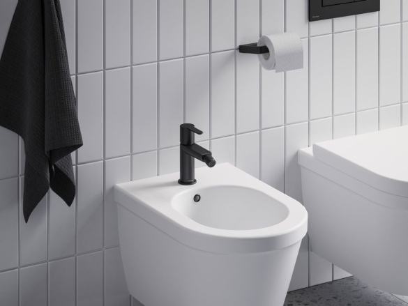 Ravak PU 055.20BLM Bidetová batéria 151 mm s odtokovou armatúrou ClickClack, čierna matná