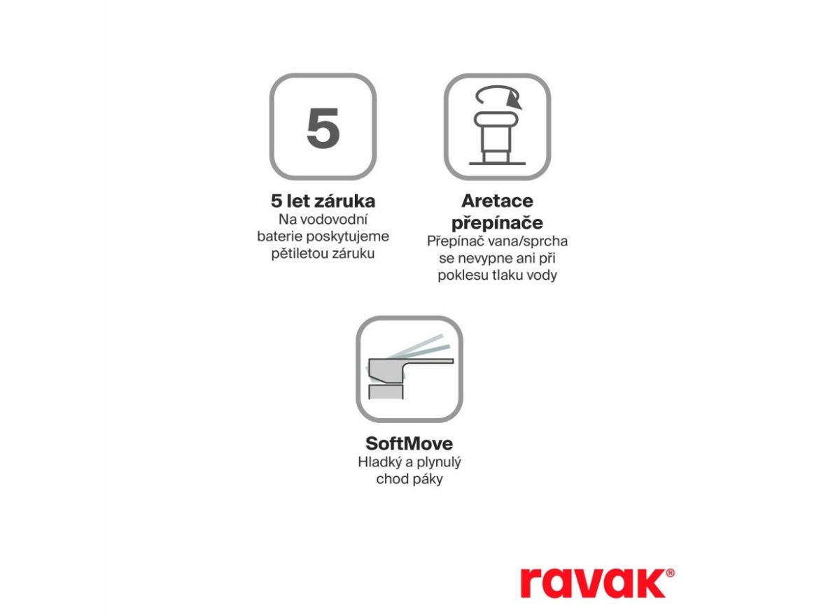 Ravak TD F 022.00CR Vaňová nástenná batéria bez sprchového setu, chróm