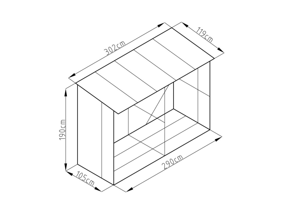 G21 Přístřešek na dřevo  WOH 682 - 302 x 119 cm, zelený