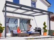 Hliníková pergola - čirý / bílá konstrukce Gutta Terrassendach Premium