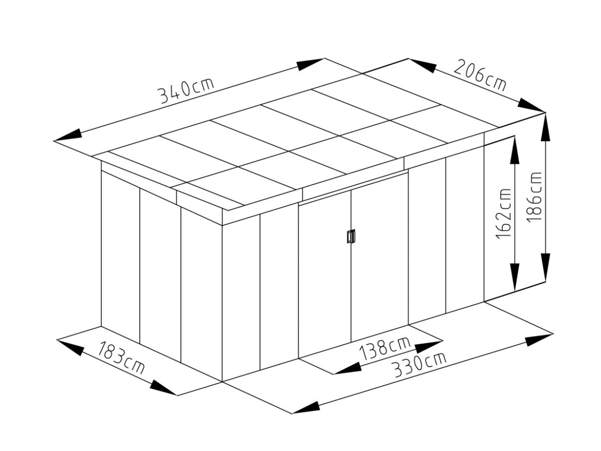 G21 Zahradní domek  GRAH 700 - 340 x 206 cm, hnědý