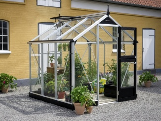 Klasické hliníkové skleníky –  Juliana Compact 2,2 m x 2,2 m, alu / černá, kalené sklo 3 mm